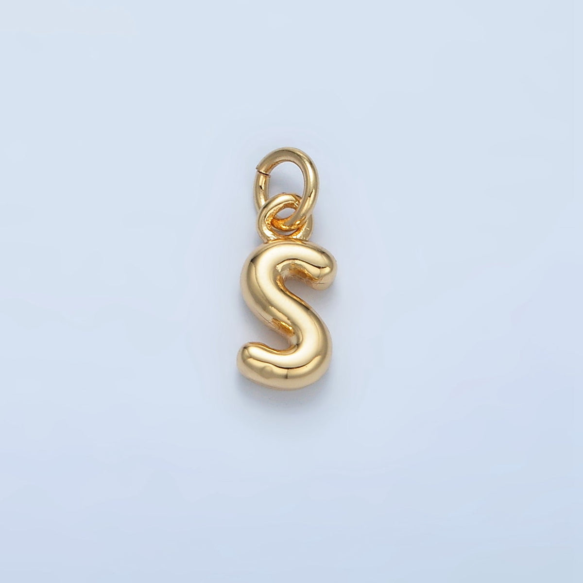 16K Gold Filled 10mm Initial Letter Chubby Balloon Mini Charm | A1591 - A1603