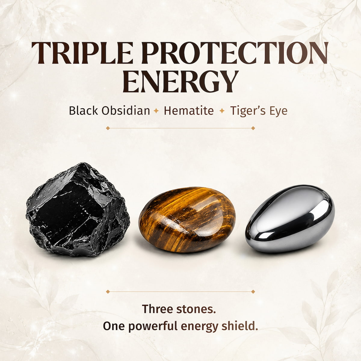 Pulsera Triple Protección | Hematita, Obsidiana Negra & Ojo de Tigre