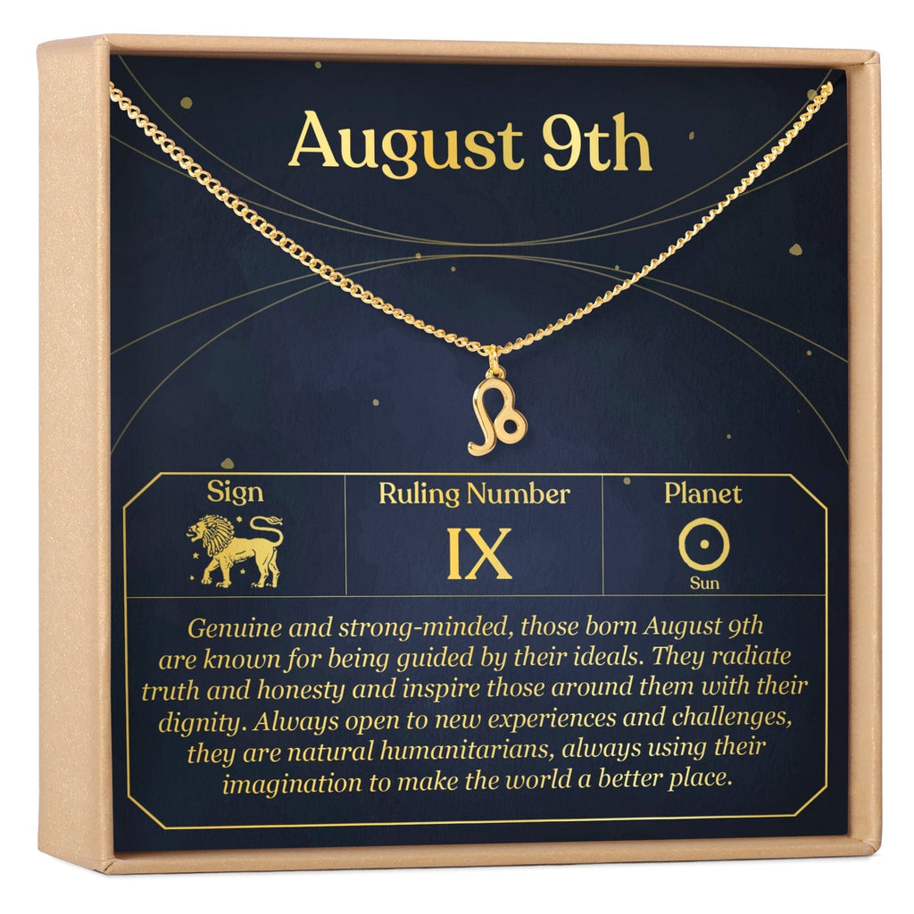 Collar Leo ★ 9 de Agosto | Regalo Personalizado de Cumpleaños