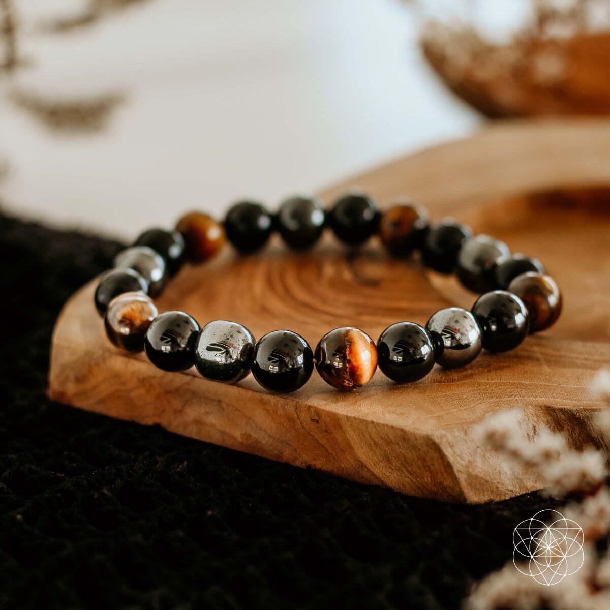 Pulsera Triple Protección | Hematita, Obsidiana Negra & Ojo de Tigre